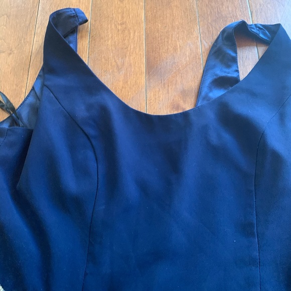 Navy blue formal dress with jeweled belt - Picture 3 of 5